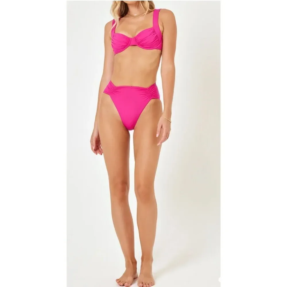 L Space NEW size S Stella bikini swim top Bougainvillea pink